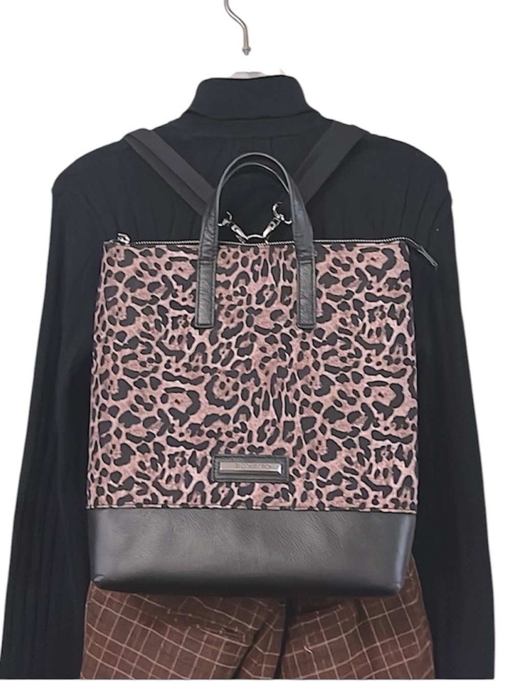 TJ Collection Leopard Torbole Convertible Transformer Backpack Crossbody Bag